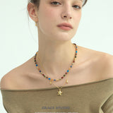 Bohemian Oval Multi-Gemstone Beaded Necklace