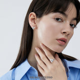 Sculpted Heart Stud Earrings