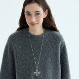 Geometric Openwork Cross Long Necklace