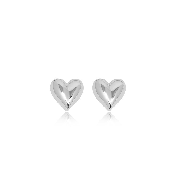 Sculpted Heart Stud Earrings