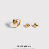 Sculpted Heart Stud Earrings