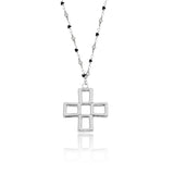 Geometric Openwork Cross Long Necklace