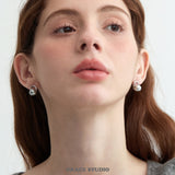 Minimalist Arch Sphere Stud Earrings