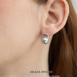Minimalist Arch Sphere Stud Earrings