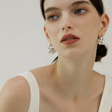 Cluster Pearl Hoop Earrings