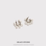 Cluster Pearl Hoop Earrings