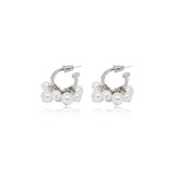 Cluster Pearl Hoop Earrings