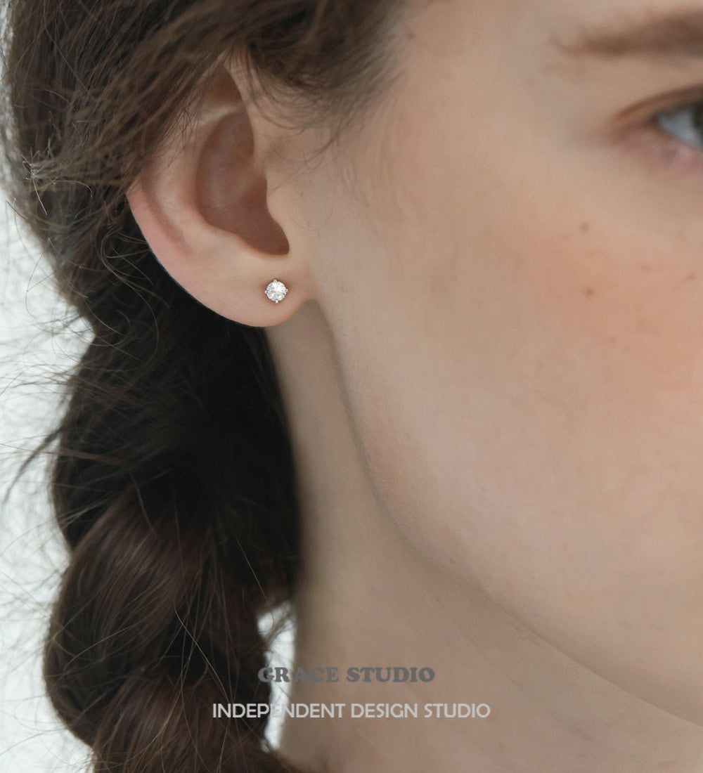 Radiant Solitaire Stud Earrings