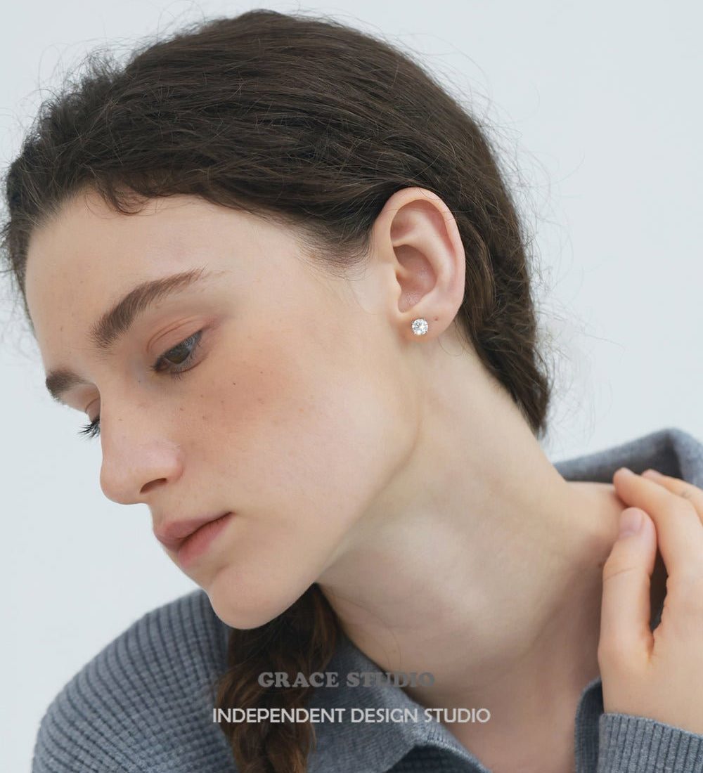 Radiant Solitaire Stud Earrings