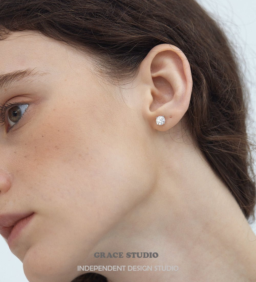 Radiant Solitaire Stud Earrings
