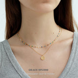 Celestial Coin & Rainbow Bead Layered Necklace