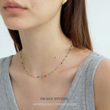 Celestial Coin & Rainbow Bead Layered Necklace