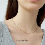 Celestial Coin & Rainbow Bead Layered Necklace