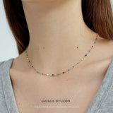 Celestial Coin & Rainbow Bead Layered Necklace