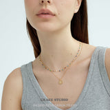 Celestial Coin & Rainbow Bead Layered Necklace