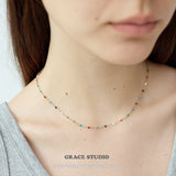 Celestial Coin & Rainbow Bead Layered Necklace