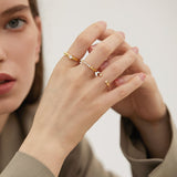 Trio Sculpted Zircon Ring Set