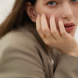 Trio Sculpted Zircon Ring Set