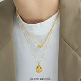 The Radiance Duo: Coin & Round Pendant Necklace Set