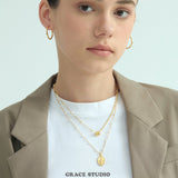 The Radiance Duo: Coin & Round Pendant Necklace Set
