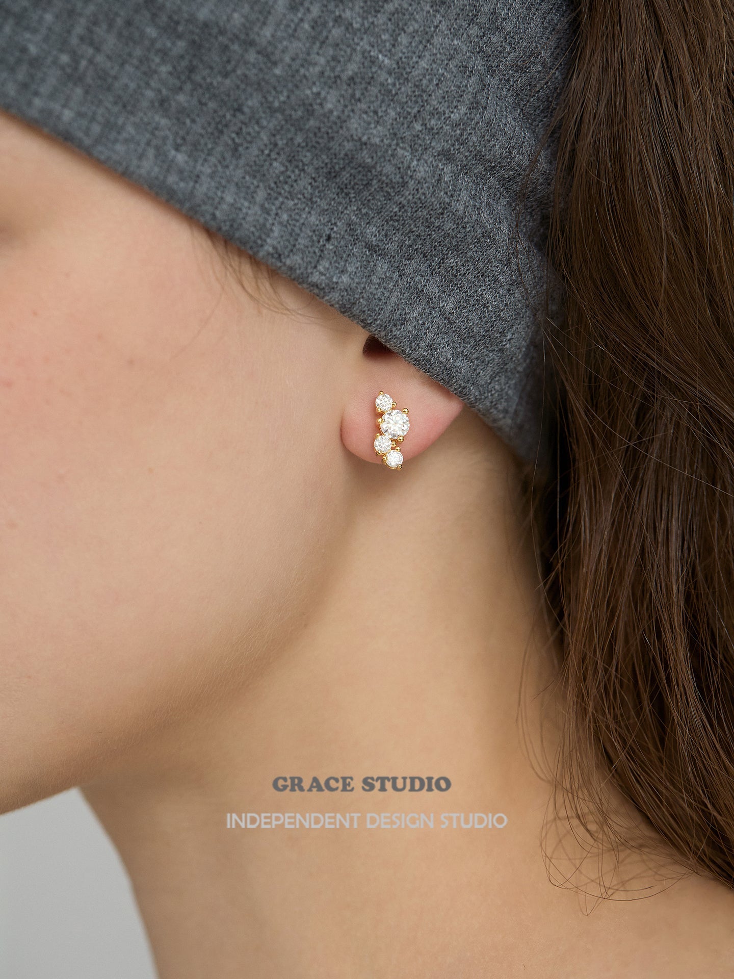 Dazzling Cascading Moissanite Stud Earrings - Grace Studio