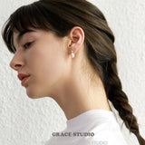 Halo Drop Pearl Earrings