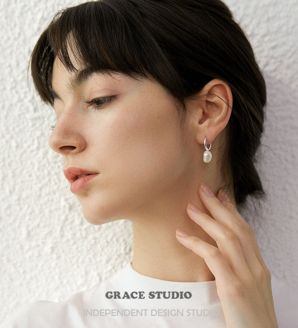 Halo Drop Pearl Earrings