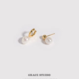Halo Drop Pearl Earrings
