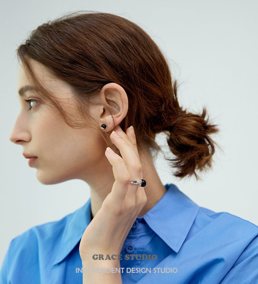 Moonlight Onyx Stud Earrings