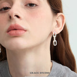 Double Oval Link Drop Earrings