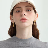 Double Oval Link Drop Earrings