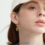 Double Oval Link Drop Earrings