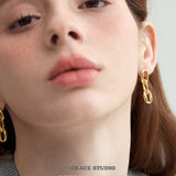 Double Oval Link Drop Earrings