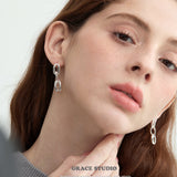 Double Oval Link Drop Earrings