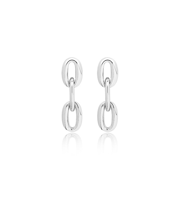 Double Oval Link Drop Earrings