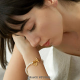 Heart Lock Pearl Charm Bracelet