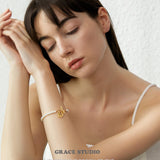 Heart Lock Pearl Charm Bracelet