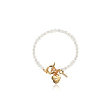 Heart Lock Pearl Charm Bracelet