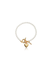 Heart Lock Pearl Charm Bracelet - Grace Studio