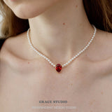 Teardrop Charm Pearl Necklace