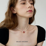 Teardrop Charm Pearl Necklace