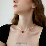 Teardrop Charm Pearl Necklace