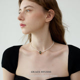 Teardrop Charm Pearl Necklace