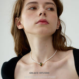 Teardrop Charm Pearl Necklace