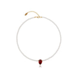 Teardrop Charm Pearl Necklace
