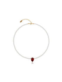 Teardrop Charm Pearl Necklace - Grace Studio