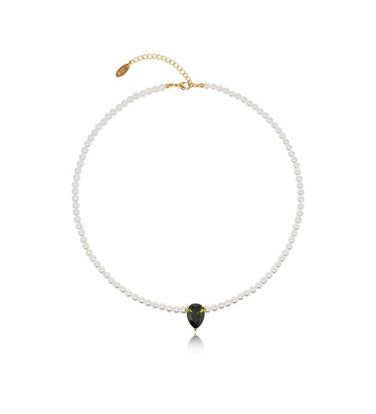 Teardrop Charm Pearl Necklace