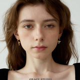 Winged Heart Key Hoop Earrings