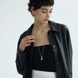 Crater Pearl Long Pendant Necklace