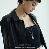 Crater Pearl Long Pendant Necklace